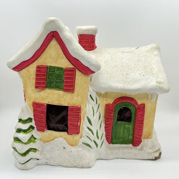 RARE Vintage Christmas Village Snowy House RB Japan Hand Painted Retro 70s MCM - Picture 6 of 16